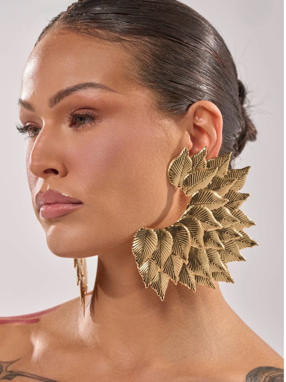 AKIRA Gold Leaf Cascade Statement Earrings
